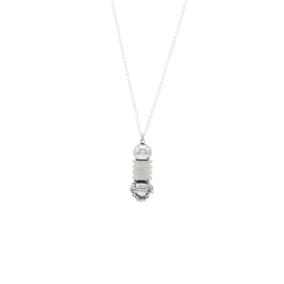 Mhart Men's Silver Double Sphere Hematite Pendant