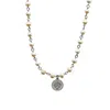 Mhart Men's Silver / White Linked Pearl Coin Necklace