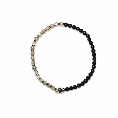 Mhart Women's Black Split Onyx And Labradorite Bracelet