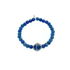 Mhart Women's Blue Stretch Lapis + Tigers Eye Bracelet