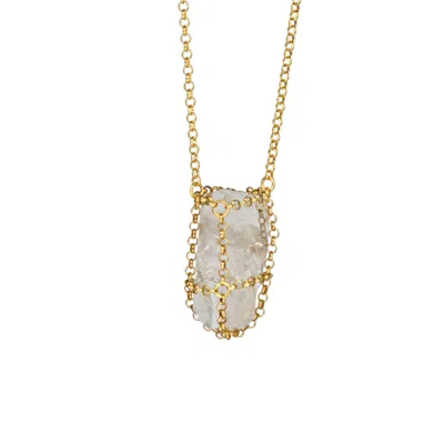 Mhart Women's Caged Gold Quartz Necklace