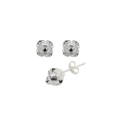 Mhart Women's Caged Silver Orb Mini Stud