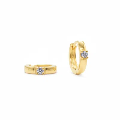 Mhart Women's Clicker Mini Hoops – Moissanite Precision Hinged Earrings - Gold