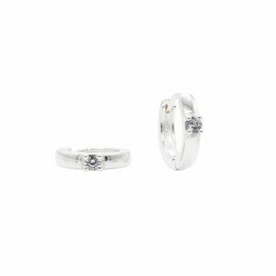 Mhart Women's Clicker Mini Hoops – Moissanite Precision Hinged Earrings - Silver In Metallic