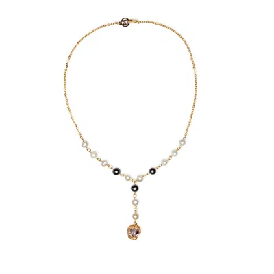 Mhart Women's Gold Amethyst Pearl Lariat