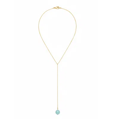 Mhart Women's Gold Aquamarine Chain Lariat