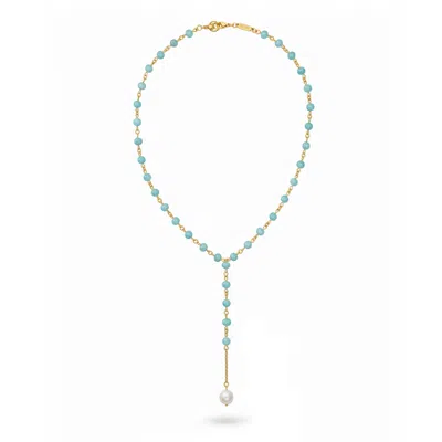 Mhart Women's Gold Aquamarine March Birthstone Lariat
