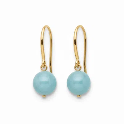 Mhart Women's Gold Aquamarine Sphere Earrings