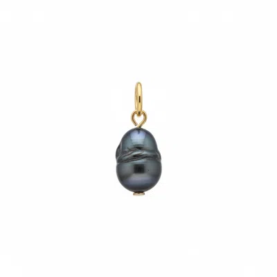Mhart Women's Gold Baroque Black Pearl Charm