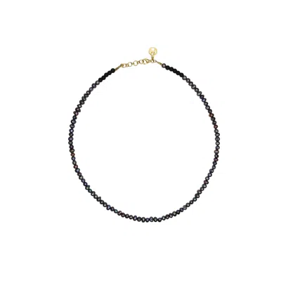 Mhart Women's Gold Black Freshwater Pearl Necklace In Metallic