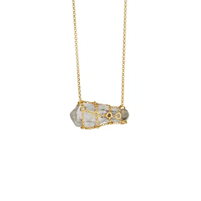 Mhart Women's Gold Caged Quartz Gemstone Necklace