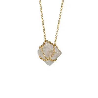 Mhart Women's Gold Caged Quartz Necklace