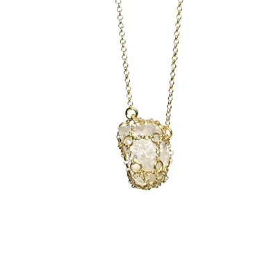 Mhart Women's Gold Caged Quartz Necklace Iiv