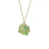 Mhart Women's Gold / Green Caged Fluorite 14k Gold Brass Pendant