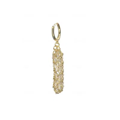 Mhart Women's Gold Single Caged Quartz Spike Earring