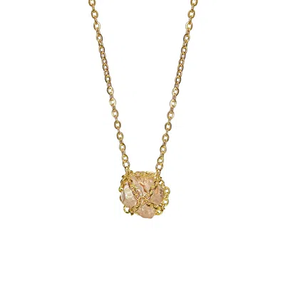 Mhart Women's Gold / White Gold Quartz Caged Necklace In Multi