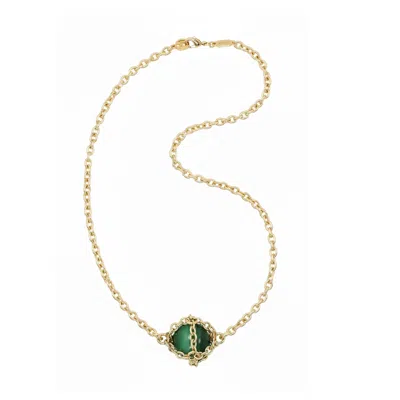 Mhart Women's Green Caged Malachite Pendant Necklace