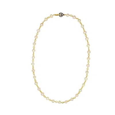 Mhart Women's Linked Gold Pearl Necklace