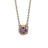 Mhart Women's Pink / Purple Caged Golden Brass Caged Amethyst Necklace