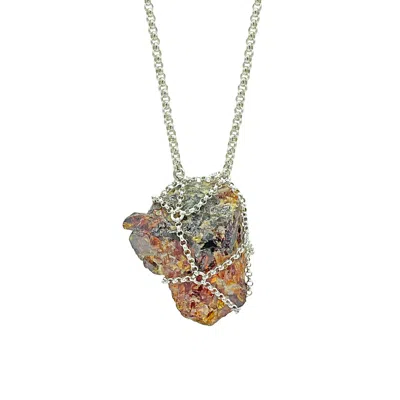 Mhart Women's Red / Silver Sphalerite Pendant In Multi