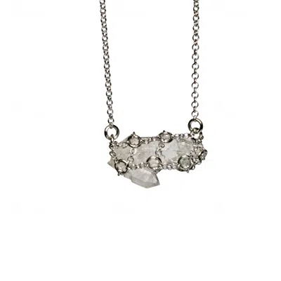 Mhart Women's Silver Caged Quartz Necklace I