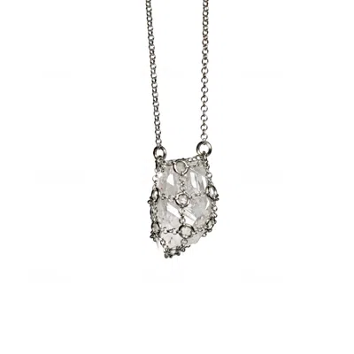 Mhart Women's Silver Caged Quartz Necklace I I I