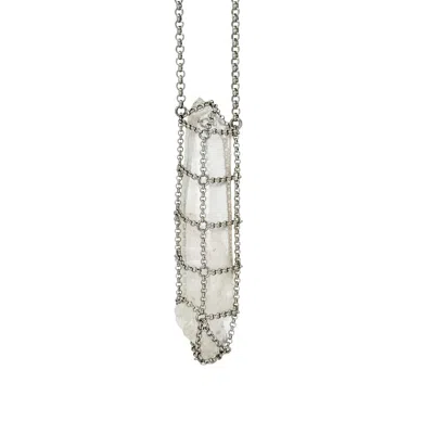 Mhart Women's Silver Caged Quartz Vertical Pendant In Neutral