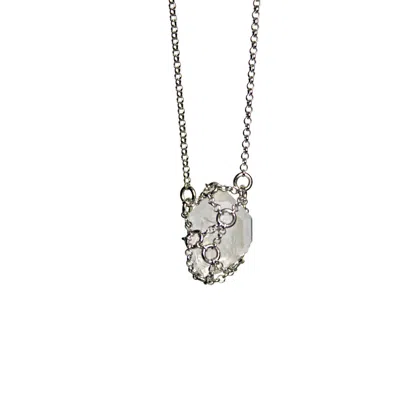 Mhart Women's Silver Caged Spider Web Chain Quartz Necklace