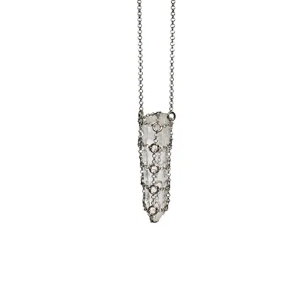 Mhart Women's Silver Caged Web Chain Quartz Necklace