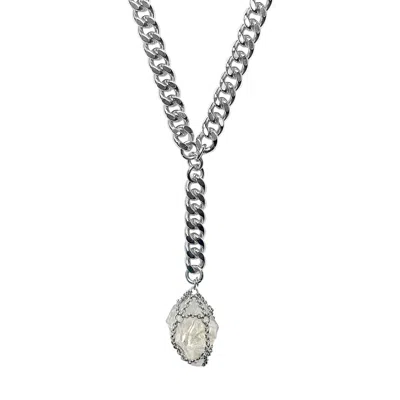 Mhart Women's Silver Caged Web Quartz Lariat