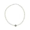 Mhart Women's Silver Labradorite + Pearl Choker