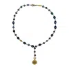 Mhart Women's Silver Luna Noir Coin Pearl Lariat