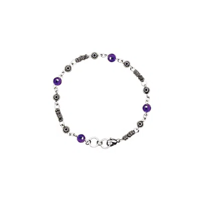 Mhart Women's Silver / Purple Amethyst Gemstone Bracelet In Multi