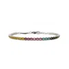 Mhart Women's Silver Rainbow Gemstone Tennis Bracelet