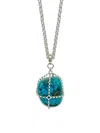 Mhart Women's Silver Turquoise Stone Pendant