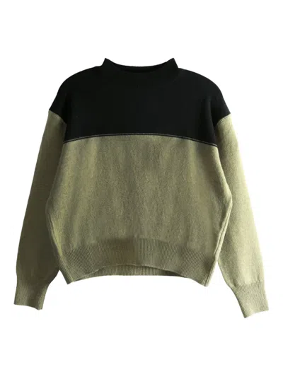 Mhl By Margaret Howell Colour-block Wool Sweater In Green