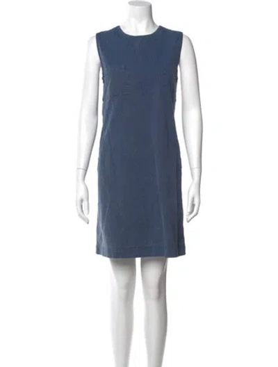 Pre-owned Mhl By Margaret Howell Crew Neck Mini Dress In Blue