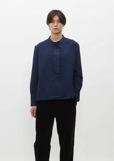 Mhl By Margaret Howell Fly Placket Cotton Swing Shirt In Indigo