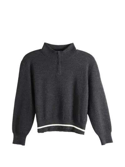 Mhl By Margaret Howell Half-zip Stripe-detail Sweater In Black