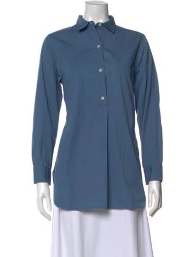 Pre-owned Mhl By Margaret Howell Long Sleeve Button-up Top In Blue