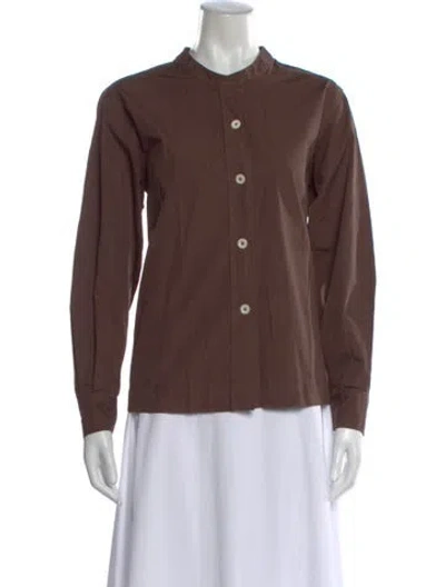 Pre-owned Mhl By Margaret Howell Long Sleeve Button-up Top In Brown