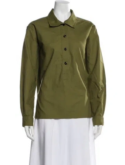 Pre-owned Mhl By Margaret Howell Long Sleeve Button-up Top In Green