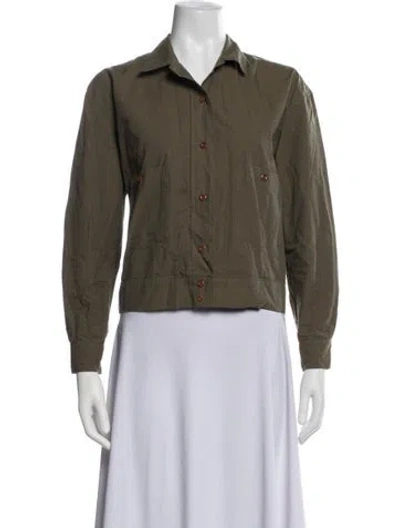Pre-owned Mhl By Margaret Howell Long Sleeve Button-up Top In Green