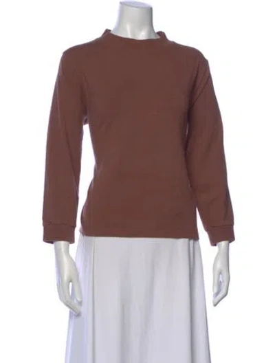 Pre-owned Mhl By Margaret Howell Mock Neck Long Sleeve Top In Brown