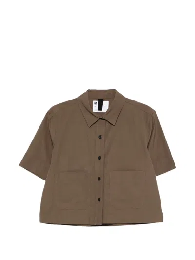 Mhl By Margaret Howell Pocket Cropped Shirt In Brown