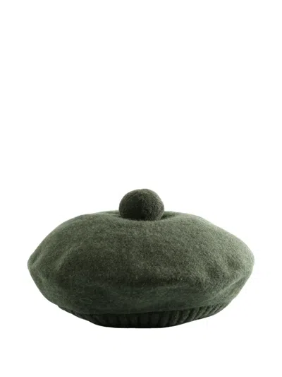 Mhl By Margaret Howell Pompom Wool Beret In Brown
