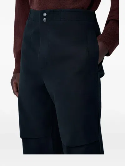 Mhl By Margaret Howell Press Stud Elasticated Trousers In Black