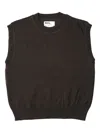 Mhl By Margaret Howell Stripe-detail Sleeveless Sweater In Brown