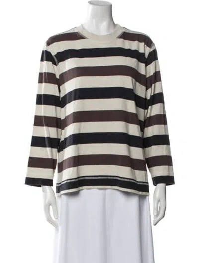 Pre-owned Mhl By Margaret Howell Striped Crew Neck T-shirt In Neutrals