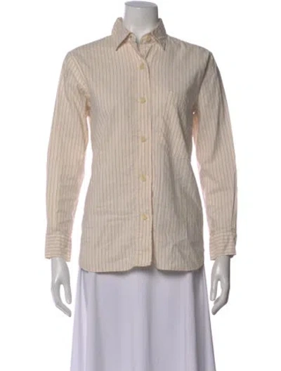 Pre-owned Mhl By Margaret Howell Striped Long Sleeve Button-up Top In Neutral